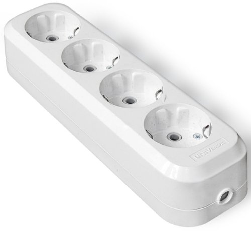 Колодка удлинителя с заземлением UNIVersal 4-м 16А 3500Вт белый фото Колодка удлинителя с заземлением UNIVersal 4-м 16А 3500Вт белый картинка